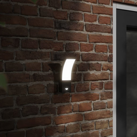 Hagebelysning Vegg El. Veggmonterte LED-utelamper sensor 2 stk svart støpt aluminium