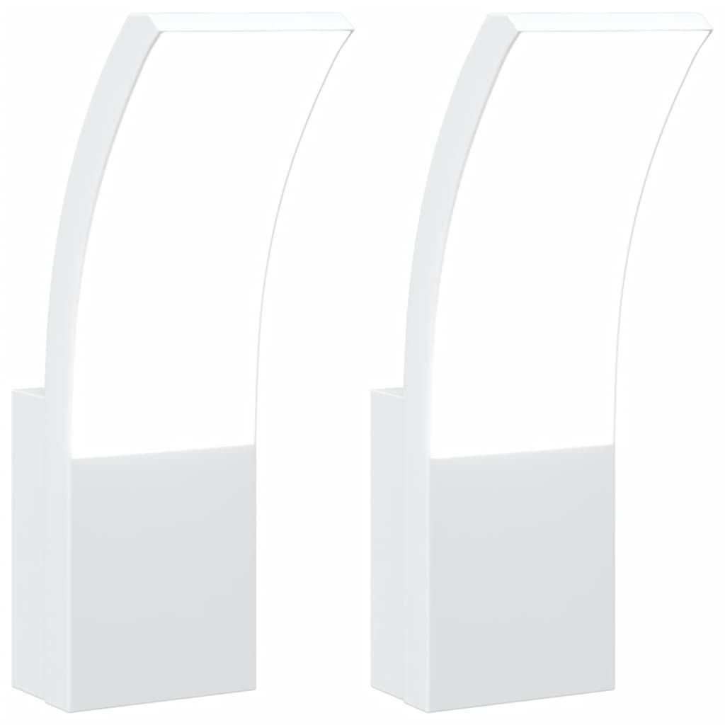 Hagebelysning Vegg El. Veggmonterte LED-utelamper 2 stk hvit støpt aluminium