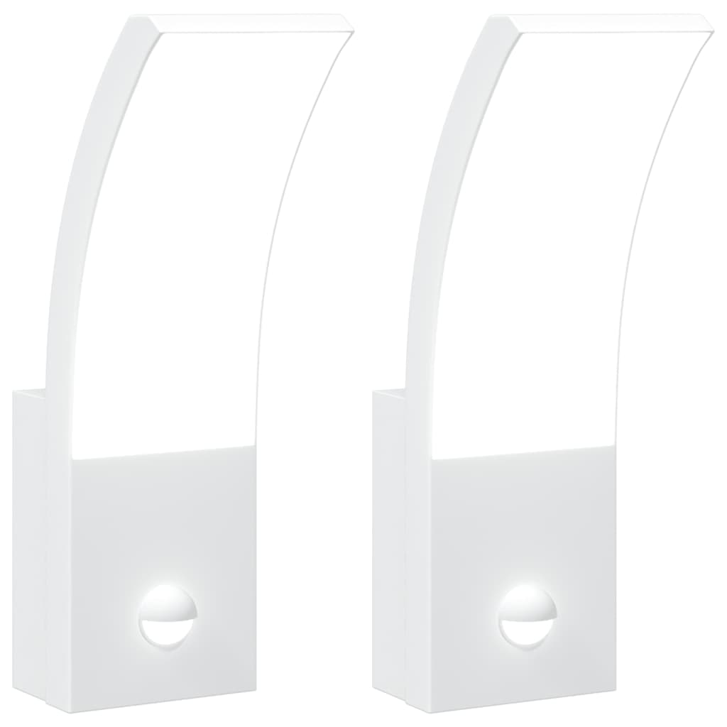 Hagebelysning Vegg El. Veggmonterte LED-utelamper sensorer 2 stk hvit støpt aluminium