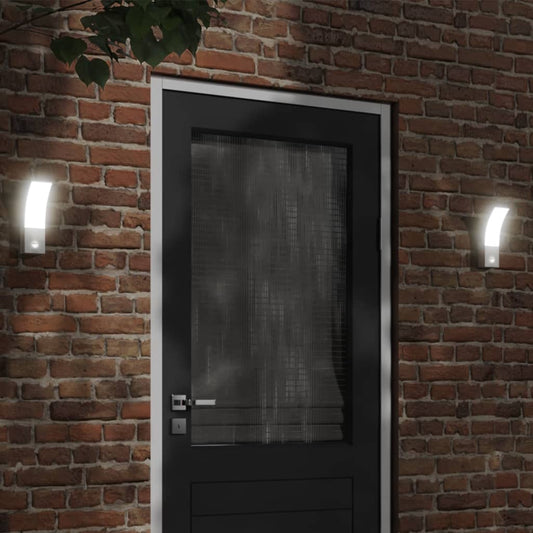 Hagebelysning Vegg El. Veggmonterte LED-utelamper sensorer 2 stk hvit støpt aluminium