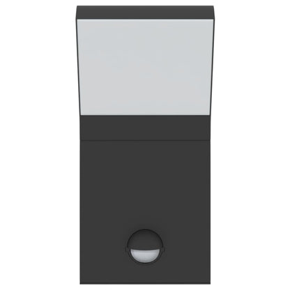 Hagebelysning Vegg El. LED-utelamper sensor 2 stk Svart støpt aluminium
