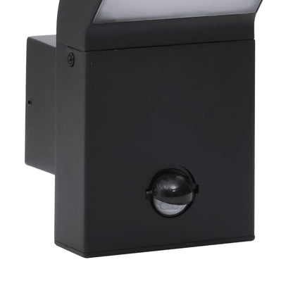 Hagebelysning Vegg El. LED-utelamper sensor 2 stk Svart støpt aluminium