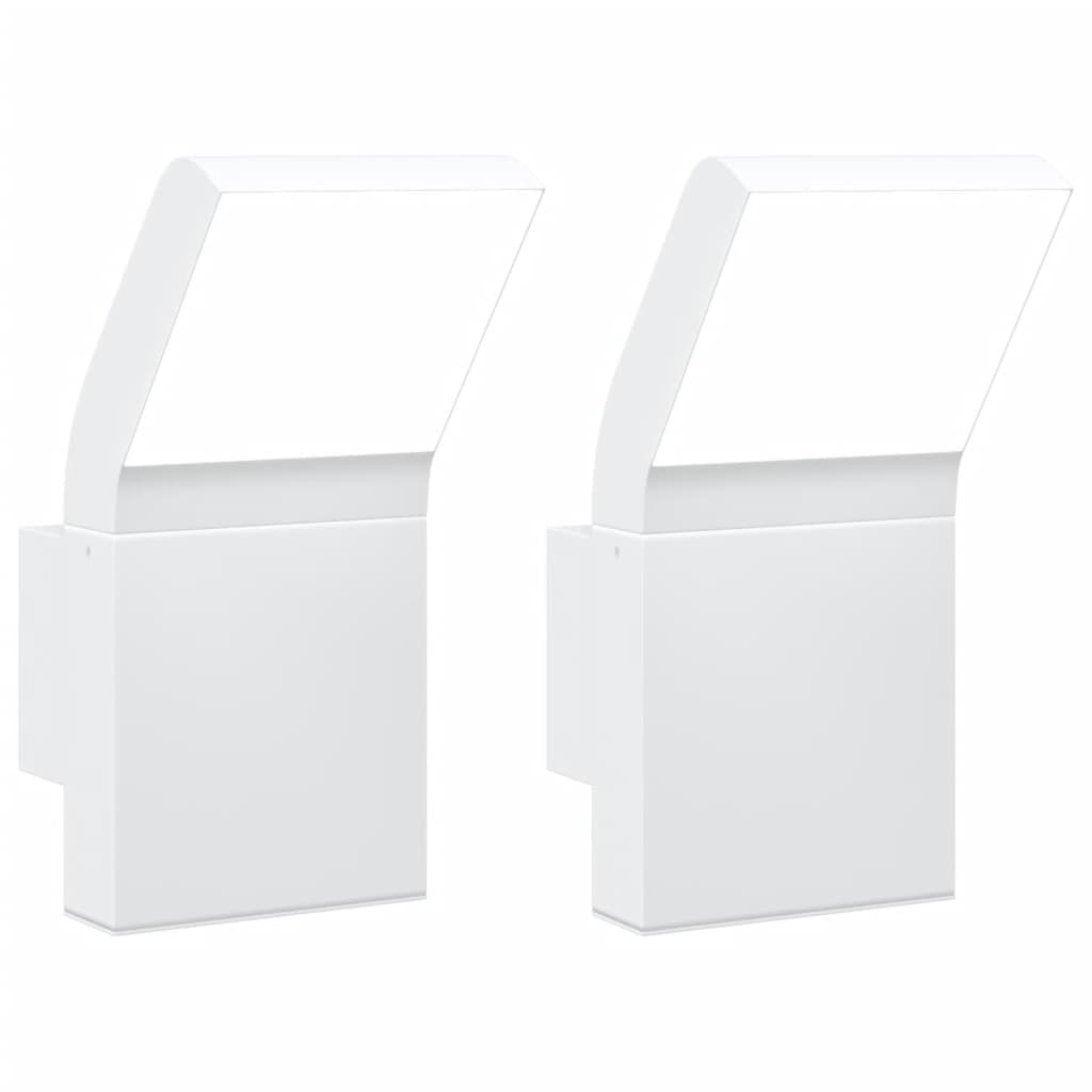 Hagebelysning Vegg El. Veggmonterte LED-utelamper 2 stk hvit støpt aluminium