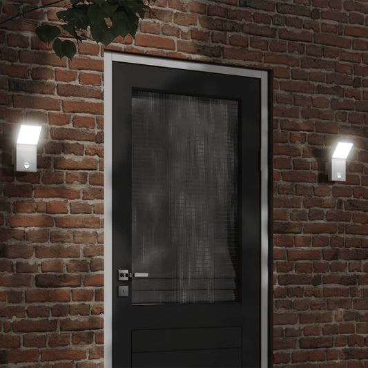 Hagebelysning Vegg El. Veggmonterte LED-utelampe med sensor hvit støpt aluminium