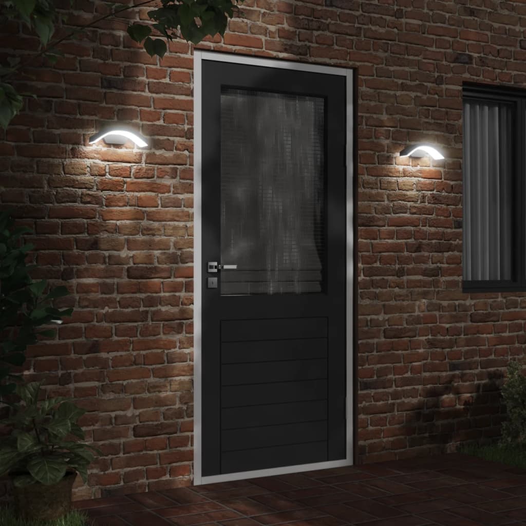 Hagebelysning Vegg El. Veggmonterte LED-utelamper 2 stk svart støpt aluminium