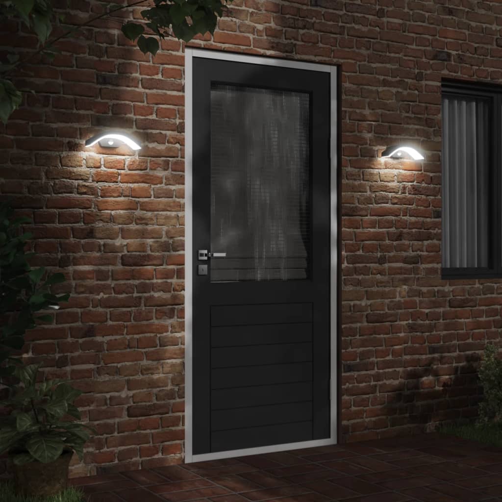 Hagebelysning Vegg El. Veggmonterte LED-utelampe med sensor svart støpt aluminium