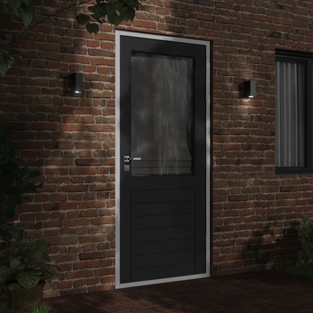 Hagebelysning Vegg El. Veggmontert utelamper 2 stk svart støpt aluminium