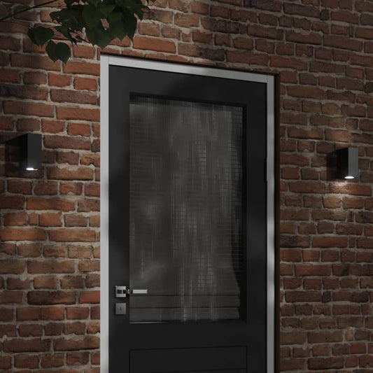 Hagebelysning Vegg El. Veggmontert utelamper 2 stk svart støpt aluminium