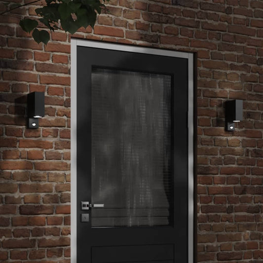 Hagebelysning Vegg El. Veggmonterte utelamper 2 stk svart støpt aluminium