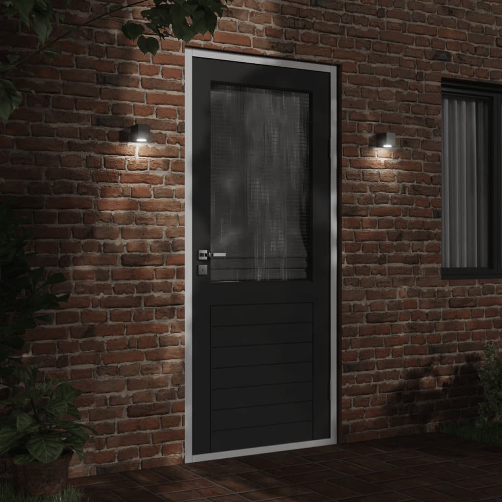 Hagebelysning Vegg El. Veggmontert utelamper 2 stk svart støpt aluminium