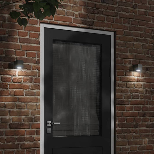 Hagebelysning Vegg El. Veggmontert utelamper 2 stk svart støpt aluminium