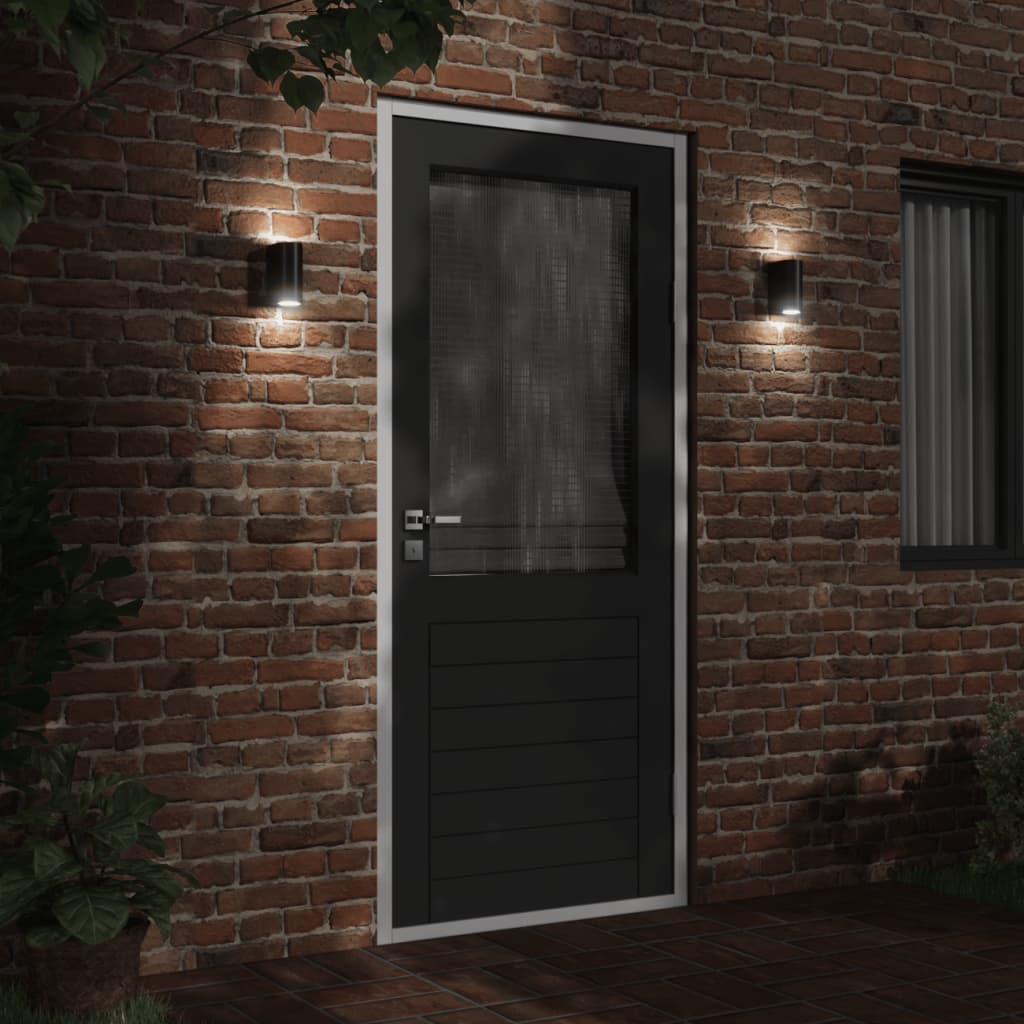 Hagebelysning Vegg El. Veggmontert utelamper 2 stk svart støpt aluminium