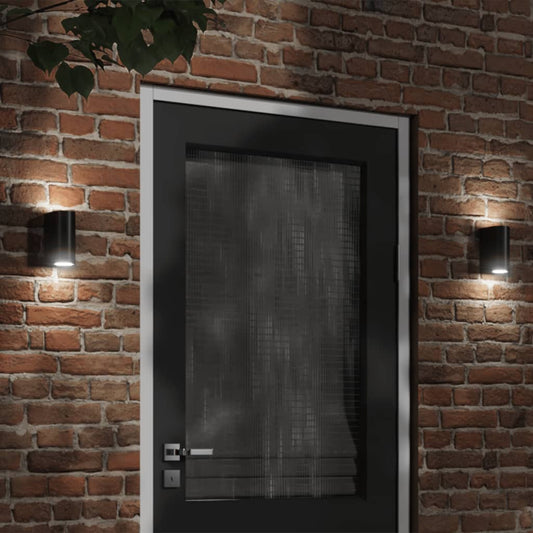 Hagebelysning Vegg El. Veggmontert utelamper 2 stk svart støpt aluminium