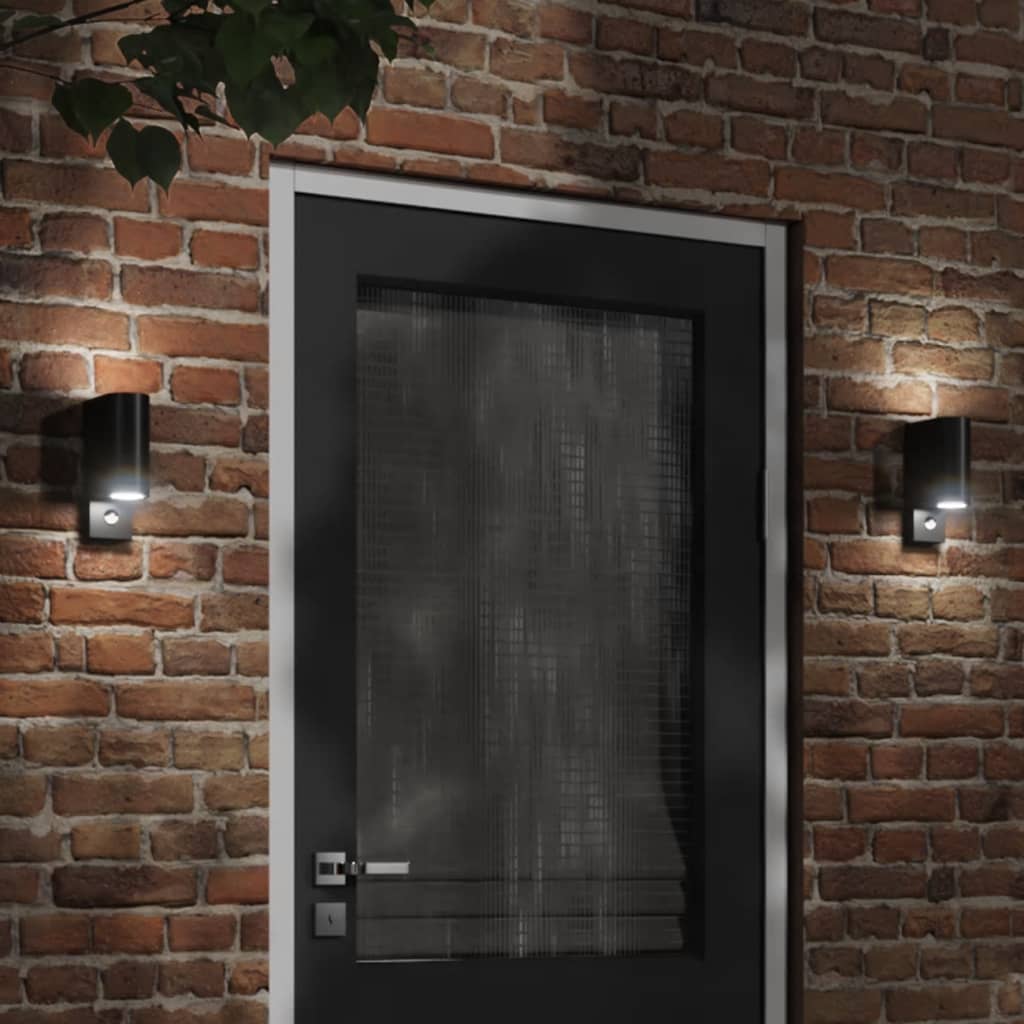 Hagebelysning Vegg El. Veggmonterte utelamper 2 stk svart støpt aluminium