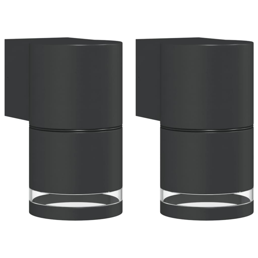 Hagebelysning Vegg El. Veggmontert utelamper 2 stk svart støpt aluminium