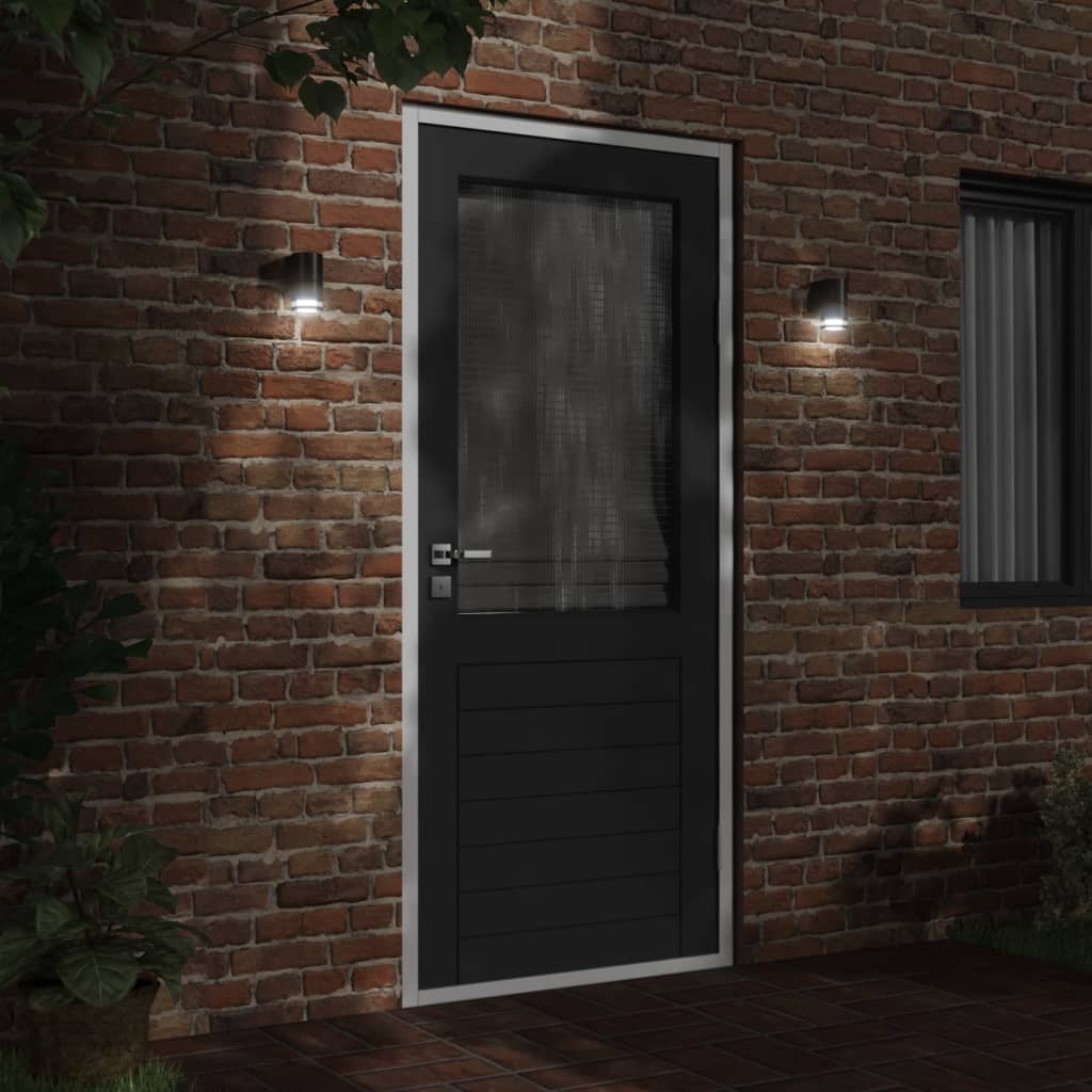 Hagebelysning Vegg El. Veggmontert utelamper 2 stk svart støpt aluminium