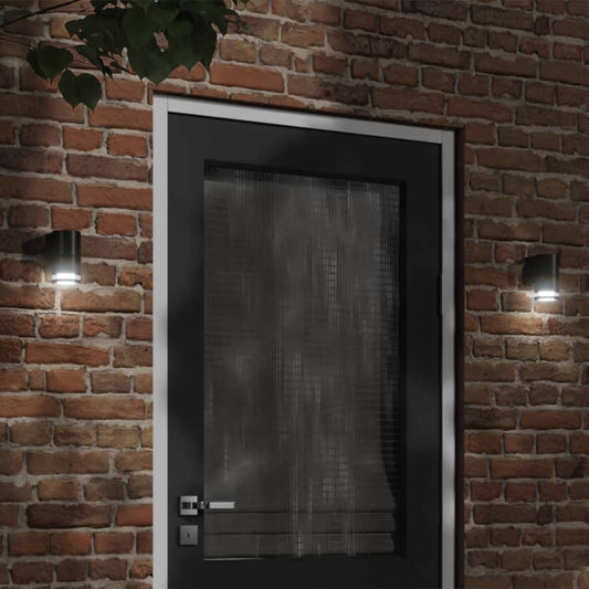 Hagebelysning Vegg El. Veggmontert utelamper 2 stk svart støpt aluminium