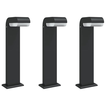 Hagebelysning Lyktstolpe 3 stk Svart 50 cm støpt aluminium