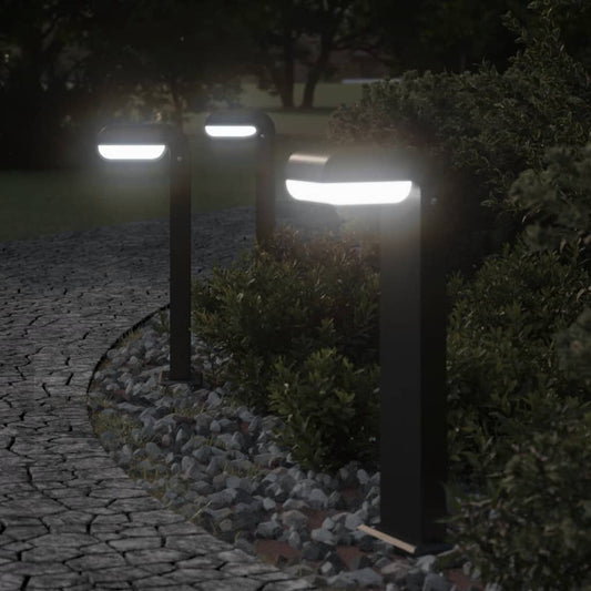Hagebelysning Lyktstolpe 3 stk svart 50 cm støpt aluminium