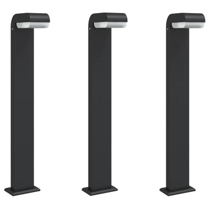 Hagebelysning Lyktstolpe 3 stk Svart 80 cm støpt aluminium
