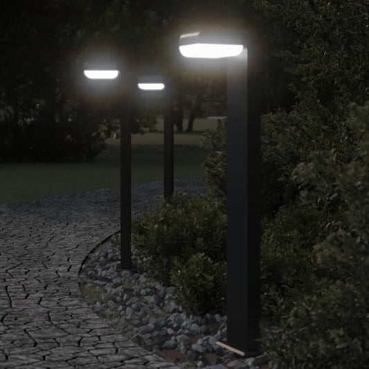 Hagebelysning Lyktstolpe 3 stk Svart 80 cm støpt aluminium
