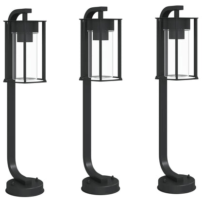 Hagebelysning Lyktstolpe 3 stk Svart 60 cm rustfritt stål