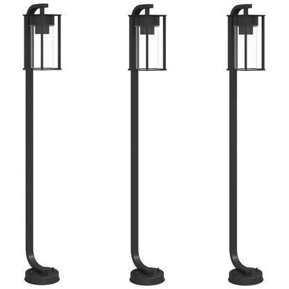 Hagebelysning Lyktstolpe 3 stk Svart 100 cm rustfritt stål