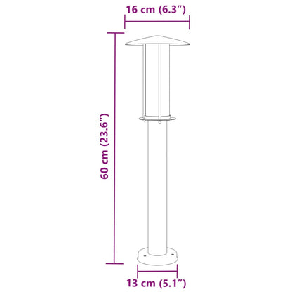 Hagebelysning Lyktstolpe 3 stk sølv 60 cm rustfritt stål