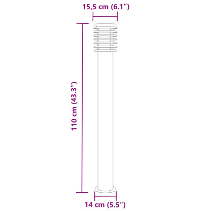 Hagebelysning Lyktstolpe 3 stk sølv 110 cm rustfritt stål