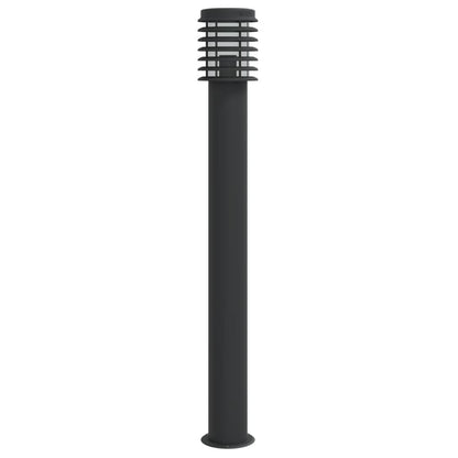 Hagebelysning Lyktstolpe 3 stk Svart 110 cm rustfritt stål