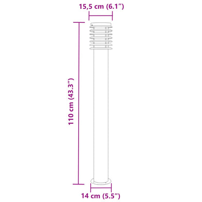 Hagebelysning Lyktstolpe 3 stk Svart 110 cm rustfritt stål