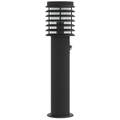 Hagebelysning Lyktstolpe sensorer 3 stk Svart 60 cm rustfritt stål