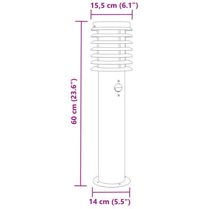 Hagebelysning Lyktstolpe sensorer 3 stk Svart 60 cm rustfritt stål