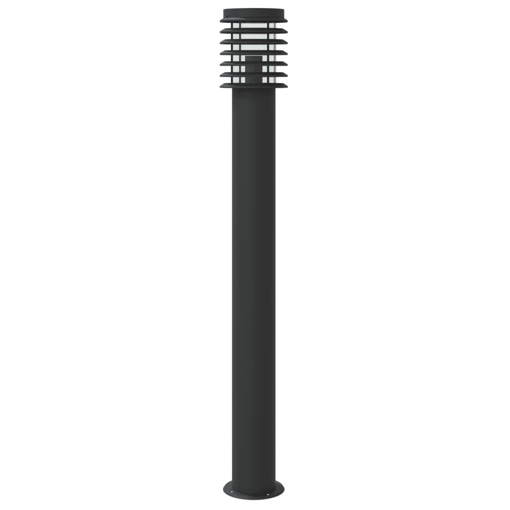 Hagebelysning Lyktstolpe med sensor Svart 110 cm rustfritt stål