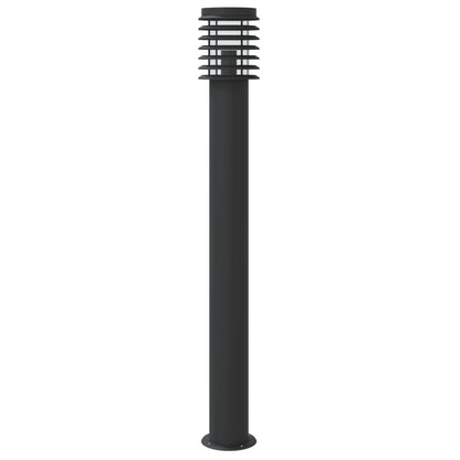 Hagebelysning Lyktstolpe med sensor Svart 110 cm rustfritt stål