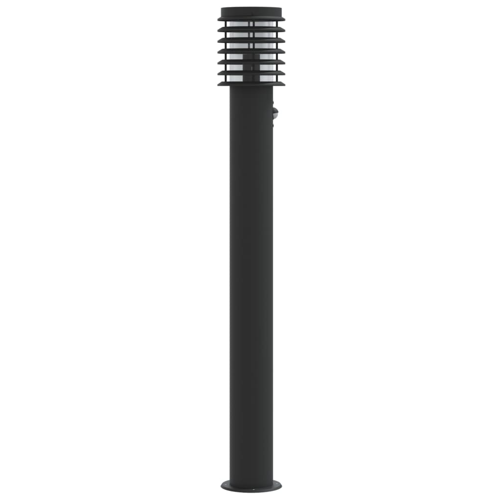 Hagebelysning Lyktstolpe sensorer 3 stk Svart 110 cm rustfritt stål