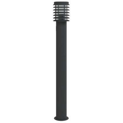 Hagebelysning Lyktstolpe med uttak 3 stk Svart 110 cm rustfritt stål