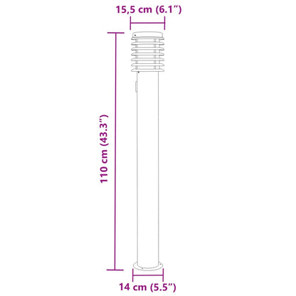 Hagebelysning Lyktstolpe med uttak 3 stk Svart 110 cm rustfritt stål