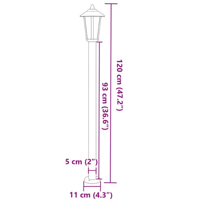 Hagebelysning Lyktstolpe 3 stk Svart 120 cm rustfritt stål