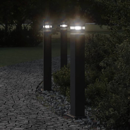 Hagebelysning Lyktstolpe 3 stk svart 80 cm aluminium