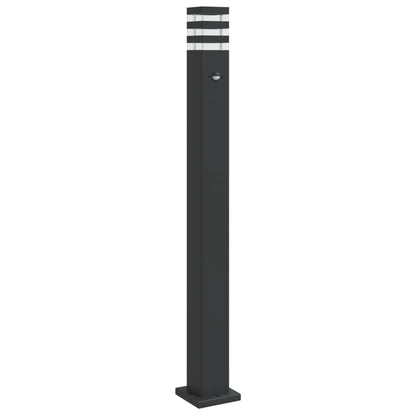 Hagebelysning Lyktstolpe med sensor Svart 110 cm aluminium