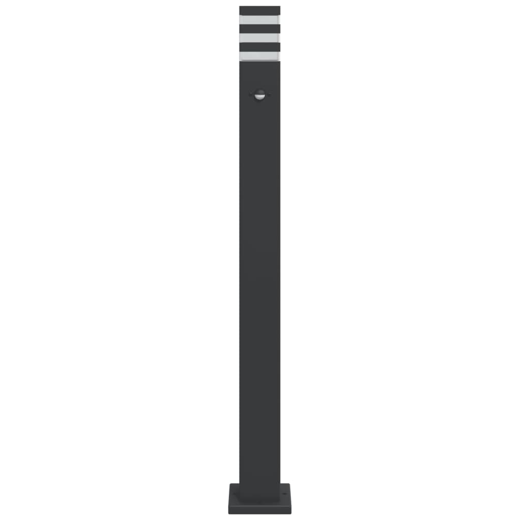 Hagebelysning Lyktstolpe med sensor Svart 110 cm aluminium