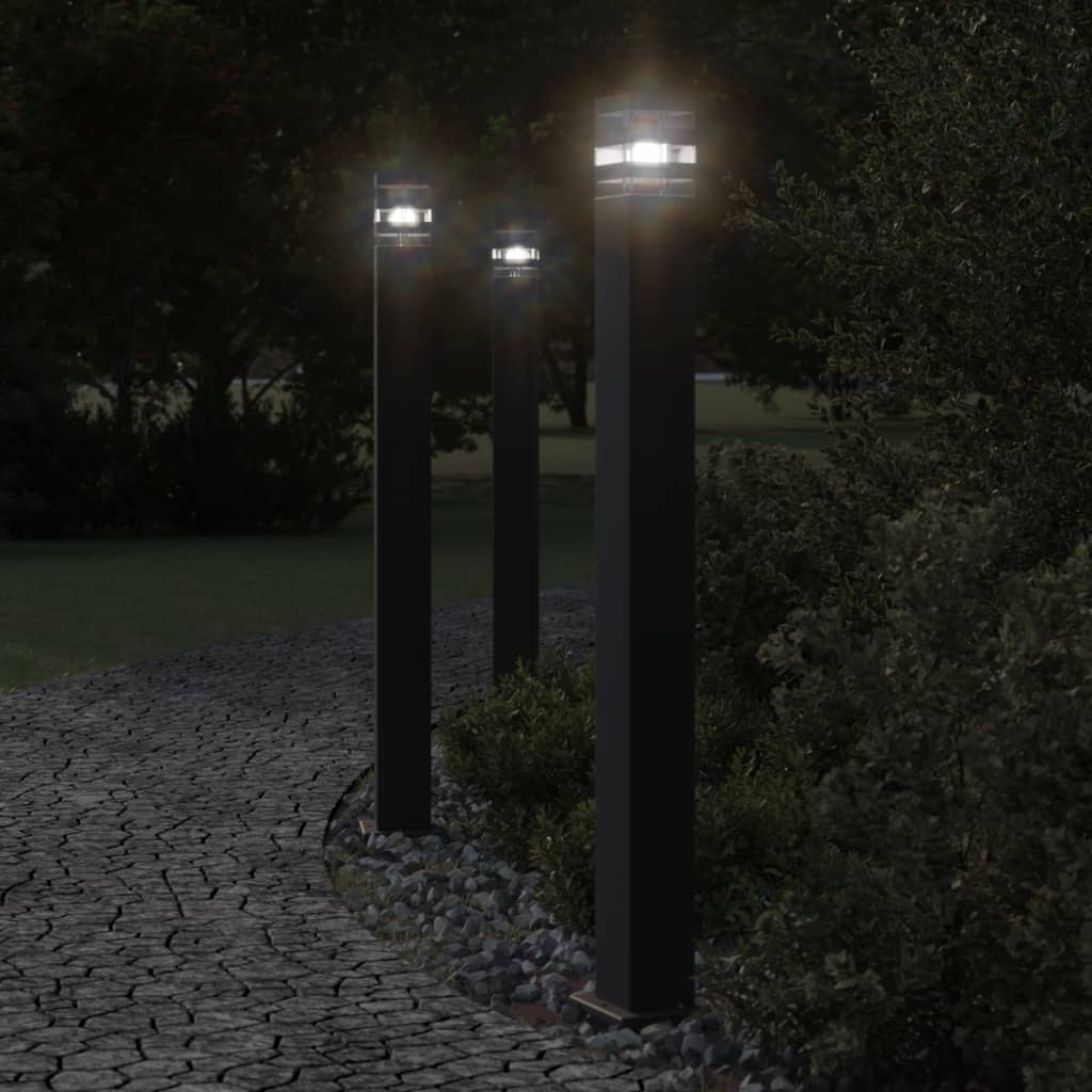 Hagebelysning Lyktstolpe med sensor Svart 110 cm aluminium