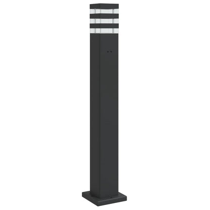 Hagebelysning Lyktstolpe med uttak Svart 80 cm aluminium