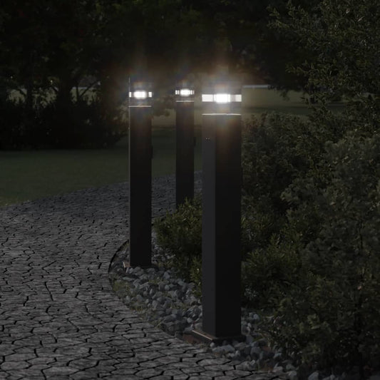 Hagebelysning Lyktstolpe med uttak Svart 80 cm aluminium