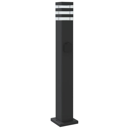 Hagebelysning Lyktstolpe med uttak 3 stk Svart 80 cm aluminium
