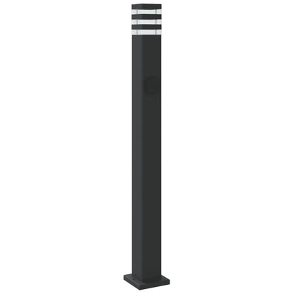 Hagebelysning Lyktstolpe med uttak 3 stk Svart 110 cm aluminium