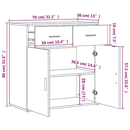 Skjenker 2 stk sonoma eik 79x38x80 cm konstruert tre