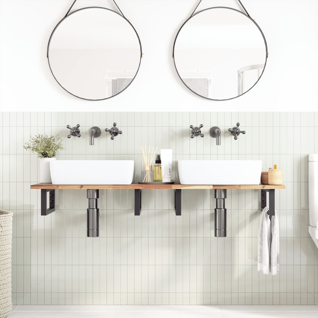 Benkeplate Baderom ubehandlet 160x40x2 cm heltre akasie