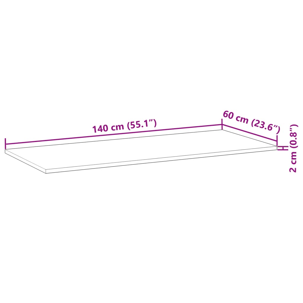 Benkeplate Baderom ubehandlet 140x60x2 cm heltre akasie